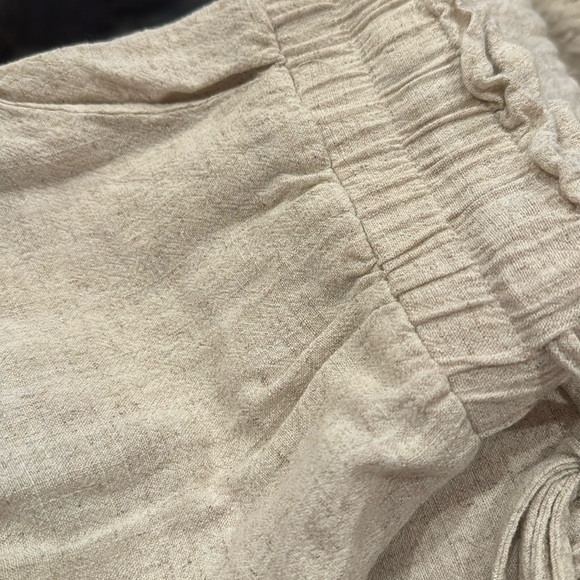 Linen Pants High Waist Drawstring Casual Wide Leg Capri Palazzo Pockets Coastal - Picture 9 of 9